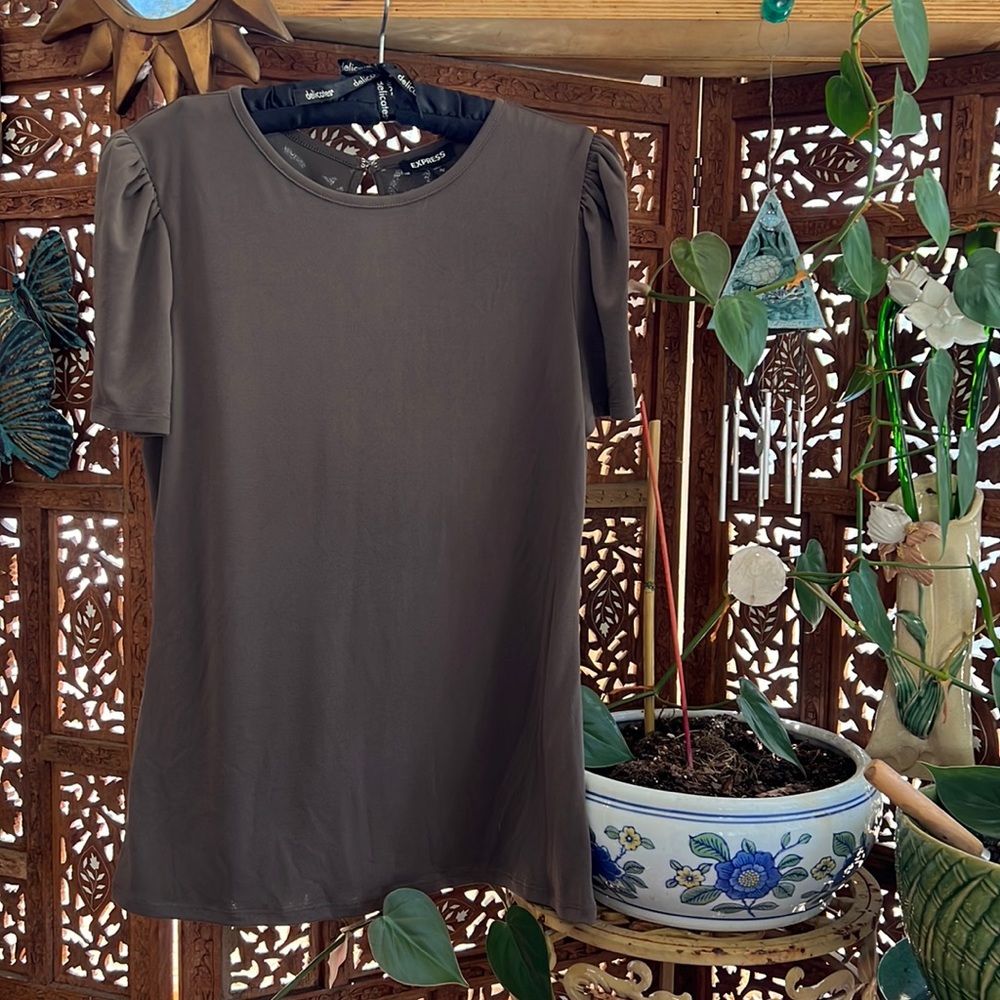 NWT EXPRESS Women’s blouse with ruched cap sleeve detail.